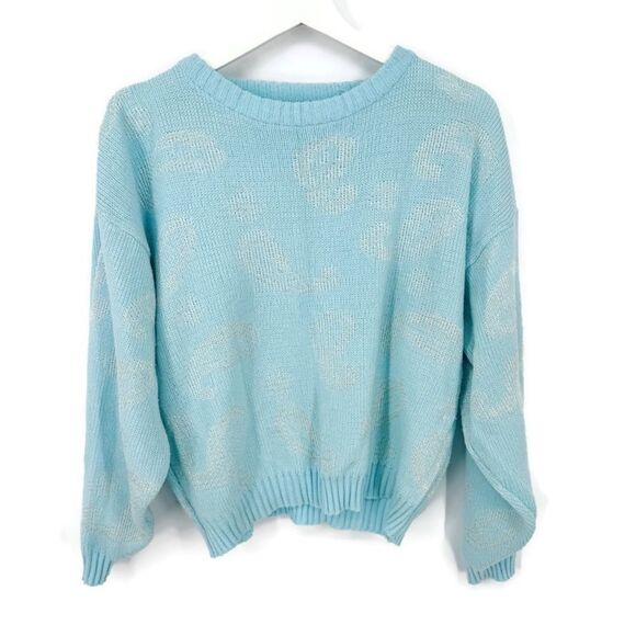Vintage Via L.A. Paisley Knit Sweater Blue Medium - Picture 1 of 7